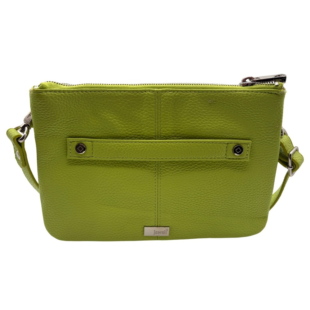 Jewell‎ Crossbody Bag Womens Small Lime Green Good Pebbled Faux Leather Zip
